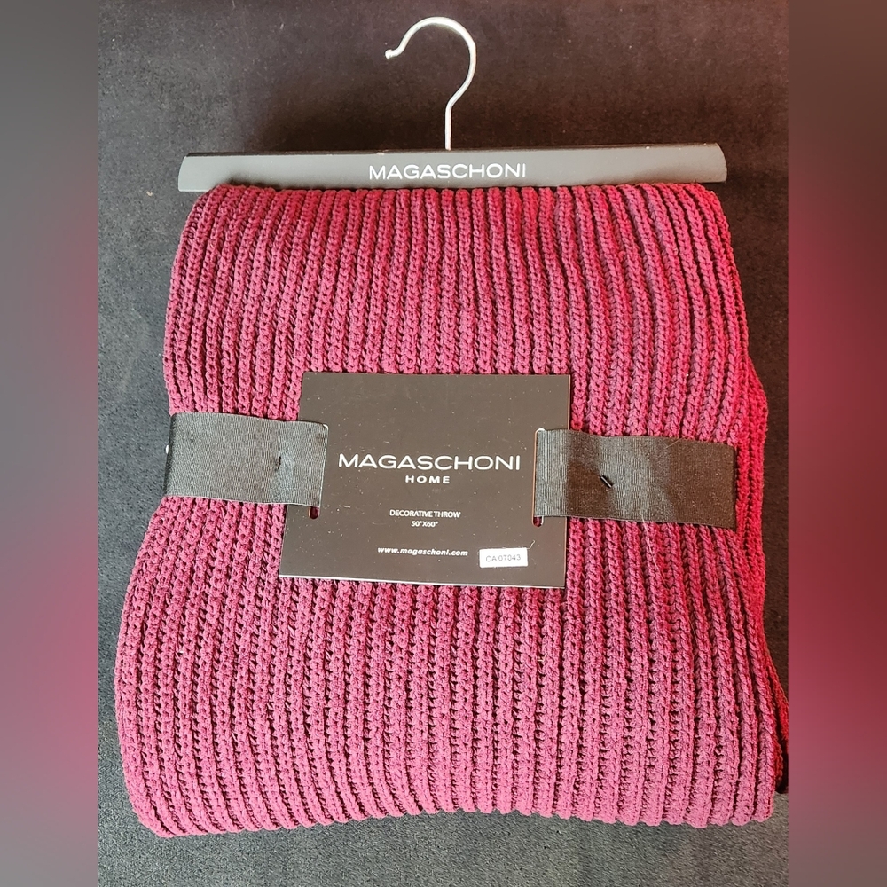 Magaschoni Deep Red Knit Throw